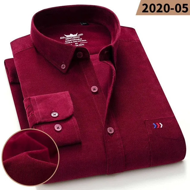 James - Dark Academia 100% Cotton Corduroy Regular Fit Shirt
