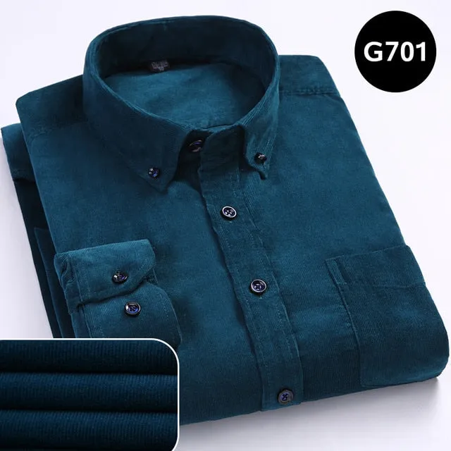 James - Dark Academia 100% Cotton Corduroy Regular Fit Shirt