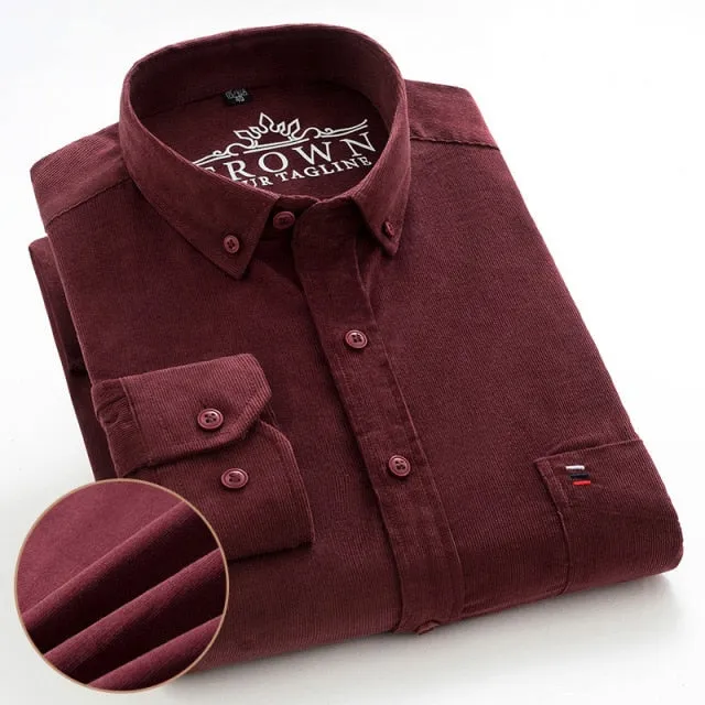 James - Dark Academia 100% Cotton Corduroy Regular Fit Shirt