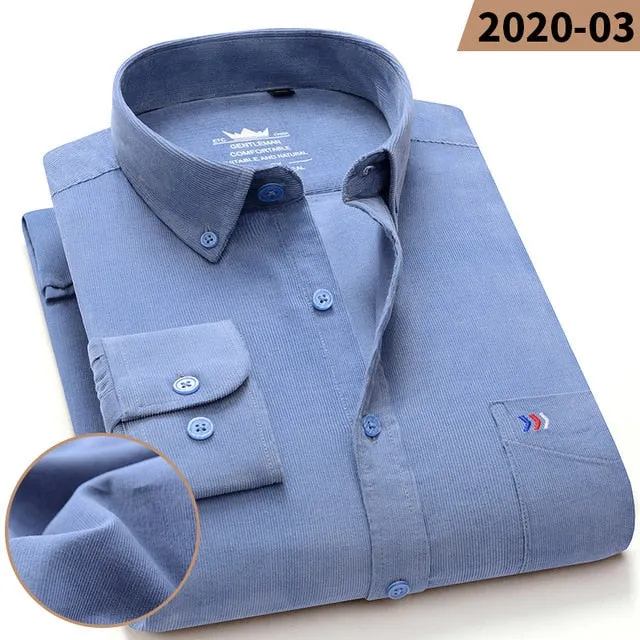 James - Dark Academia 100% Cotton Corduroy Regular Fit Shirt