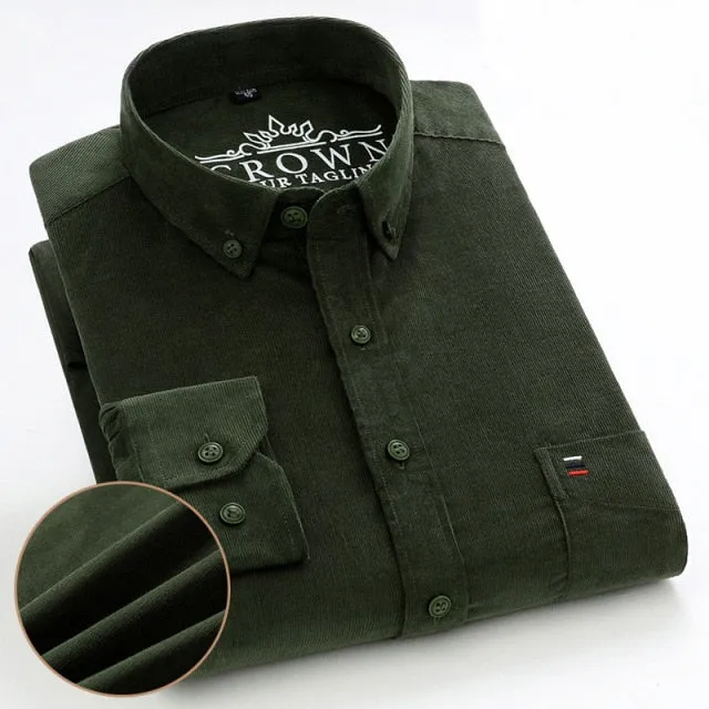 James - Dark Academia 100% Cotton Corduroy Regular Fit Shirt