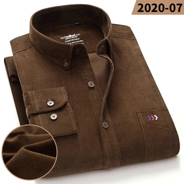 James - Dark Academia 100% Cotton Corduroy Regular Fit Shirt