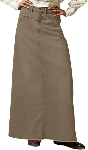 Jean Skirts for Women Denim Y2k High Waisted Maxi Skirts with Pockets Casual Vintage Frayed Hem Long Denim Skirts
