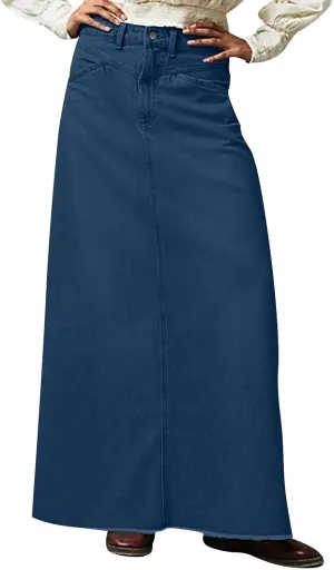 Jean Skirts for Women Denim Y2k High Waisted Maxi Skirts with Pockets Casual Vintage Frayed Hem Long Denim Skirts