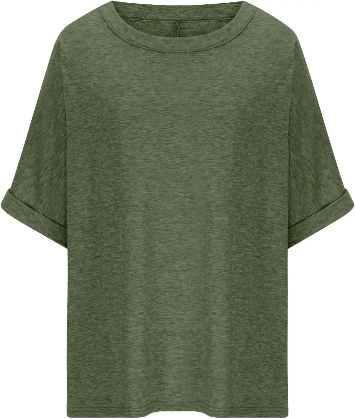 JOAU Women's Oversized T-Shirt Summer Casual Loose Fit Rolled Short Sleeve Round Neck Basic Tops Workout Gym Tee Shirts