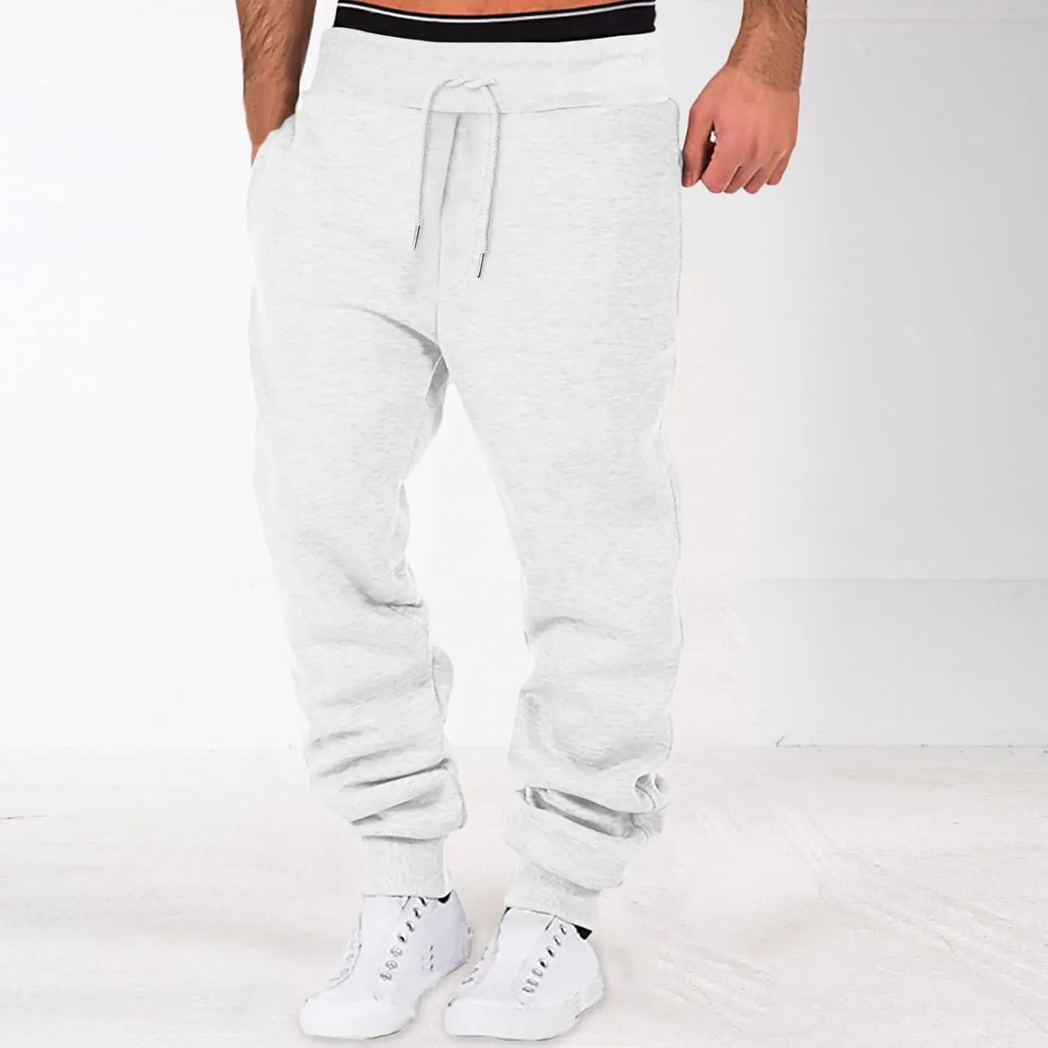 Joggers for Men Overalls Casual Pocket Sport Work Casual Trouser Pants Trousers Mens Joggers Lounge Pants Men Black