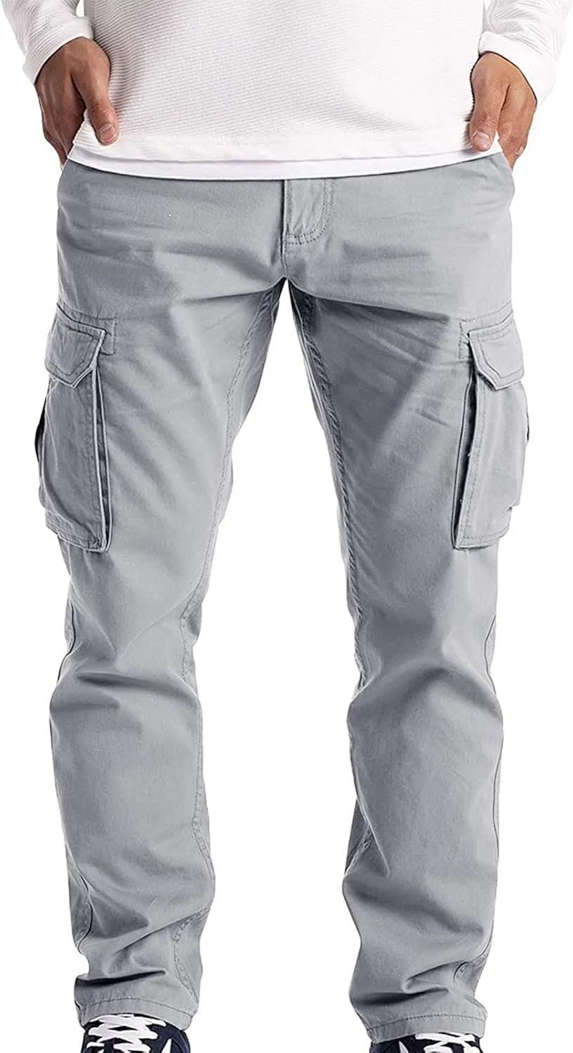 Joggers for Men Work Running Mens Casual Hip Hop Pants Solid Color Track Cuff Workout Pants with Casual Fleece