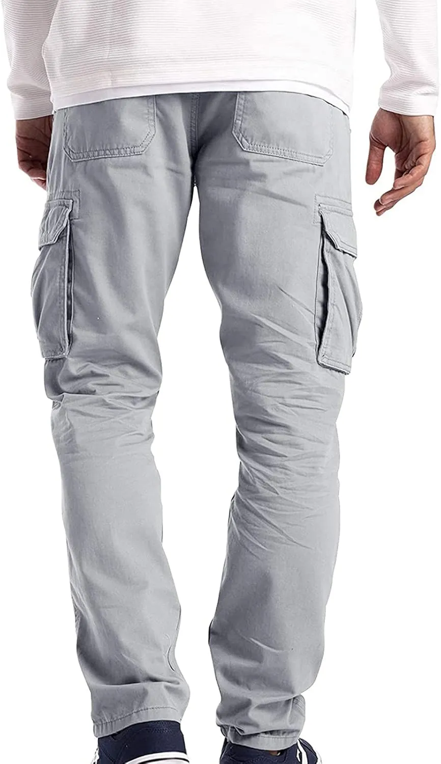 Joggers for Men Work Running Mens Casual Hip Hop Pants Solid Color Track Cuff Workout Pants with Casual Fleece