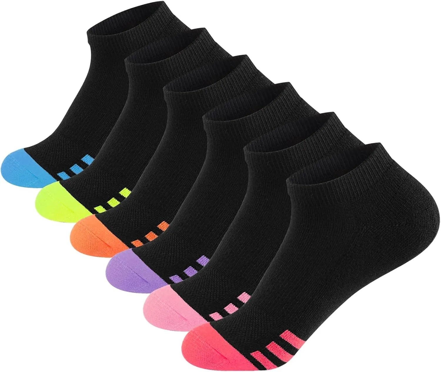JOYNÉE Womens Athletic Ankle Sports Running Low Cut Tab Cushioned Socks 6 Pack