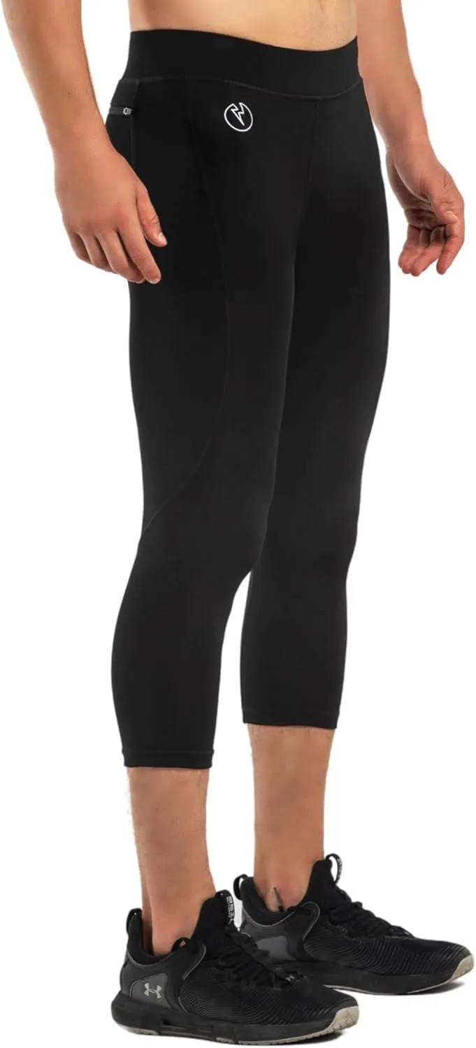 Kapow Meggings Men's Performance 3/4 Leggings Sports Compression with Pockets