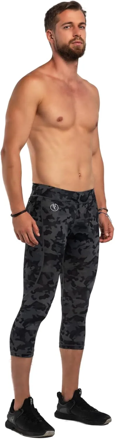 Kapow Meggings Men's Performance 3/4 Leggings Sports Compression with Pockets