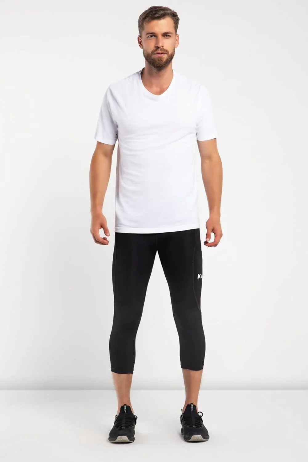 Kapow Meggings Men's Performance 3/4 Leggings Sports Compression with Pockets