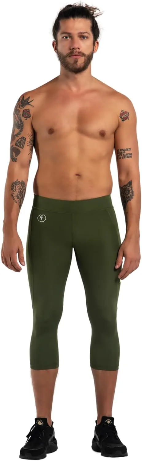 Kapow Meggings Men's Performance 3/4 Leggings Sports Compression with Pockets