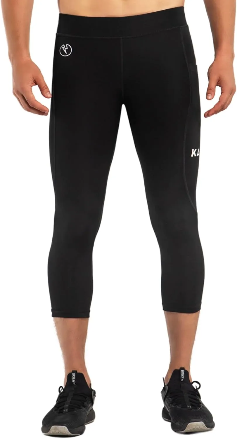 Kapow Meggings Men's Performance 3/4 Leggings Sports Compression with Pockets
