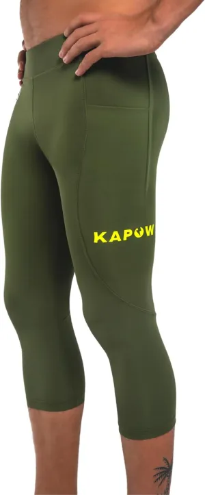 Kapow Meggings Men's Recycled Performance 3/4 Leggings Sports Compression (Dakar, X-Large)