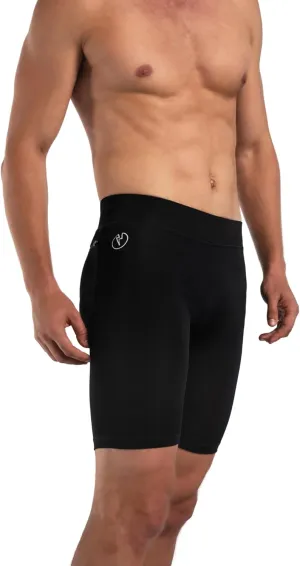Kapow Meggings Men's Recycled Performance Compression Shorts with Pockets (Jet, Medium)