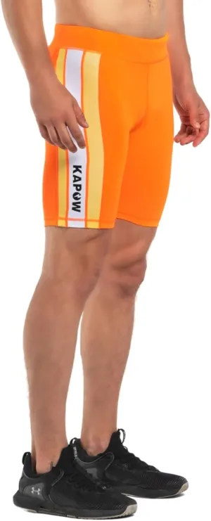 Kapow Meggings Men's Recycled Performance Compression Shorts with Pockets (Nitro, Medium)