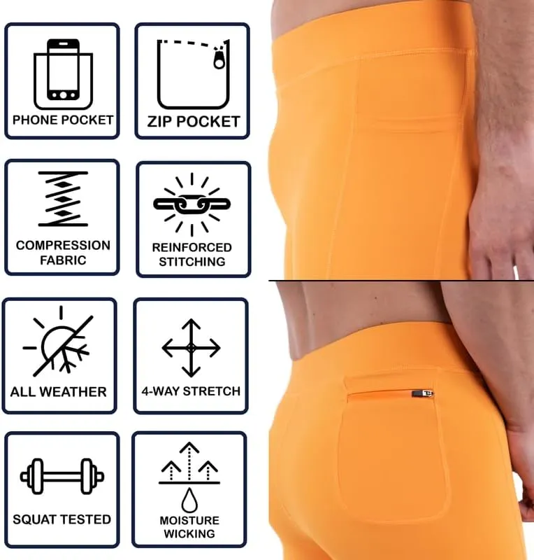 Kapow Meggings Performance Pro Range - Mens Compression Leggings with Pockets for Athletic Workout Performance
