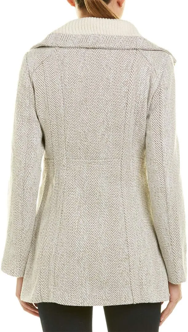 kensie Women's Full Zip Front Wool Blend Tweed Jacket