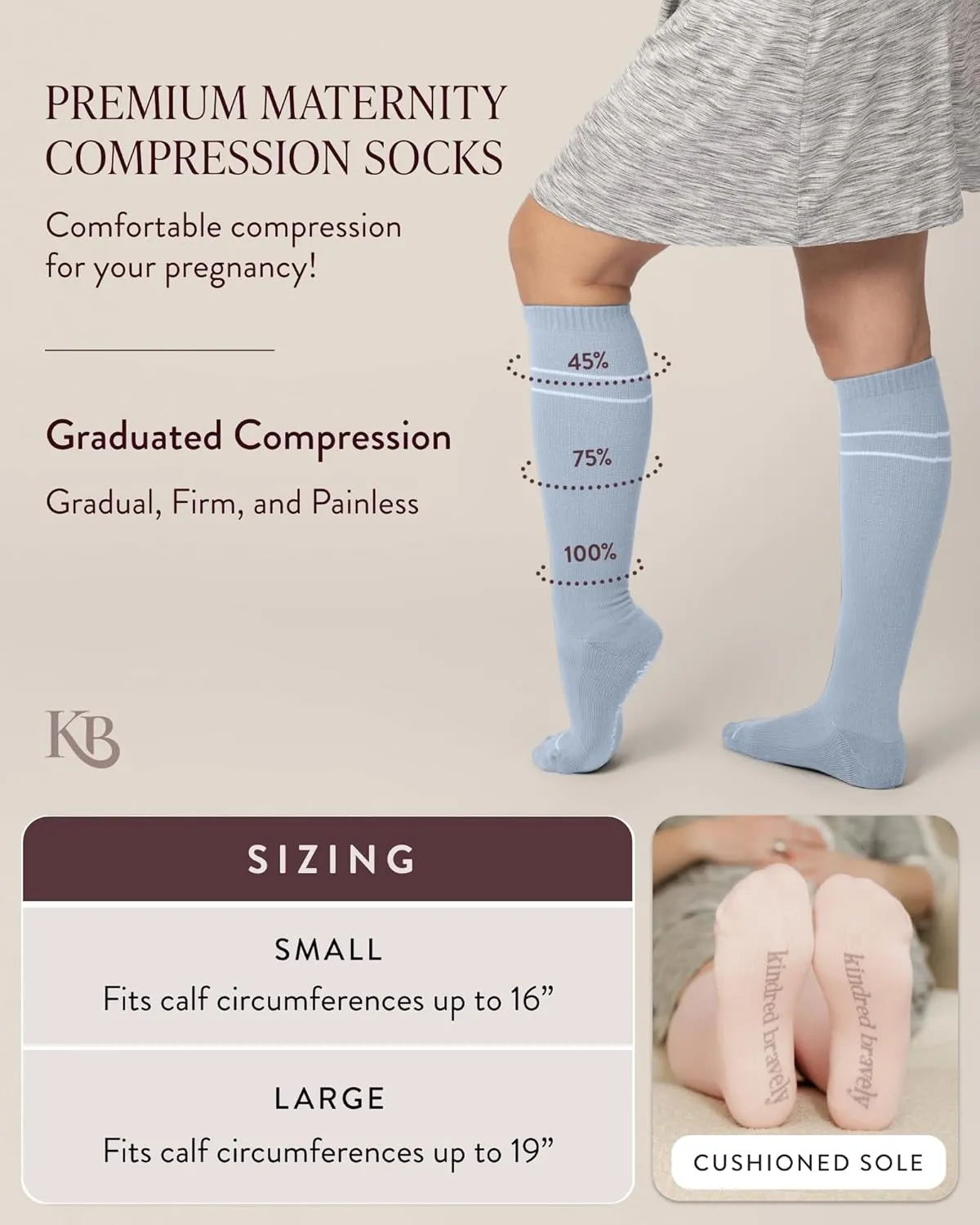 Kindred Bravely Maternity Compression Socks 2-Pack | Graduated Compression Socks for Circulation Pregnancy Travel