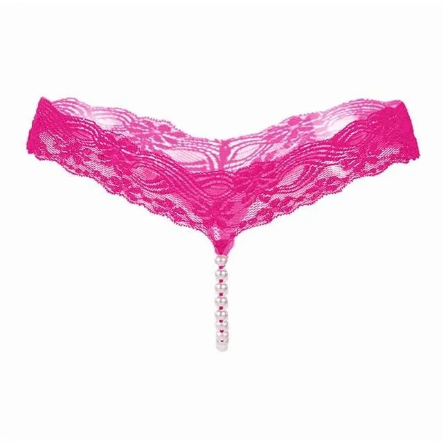 Lace G-strings And Thongs With Pearls Tangas Sexy Erotic Lingerie