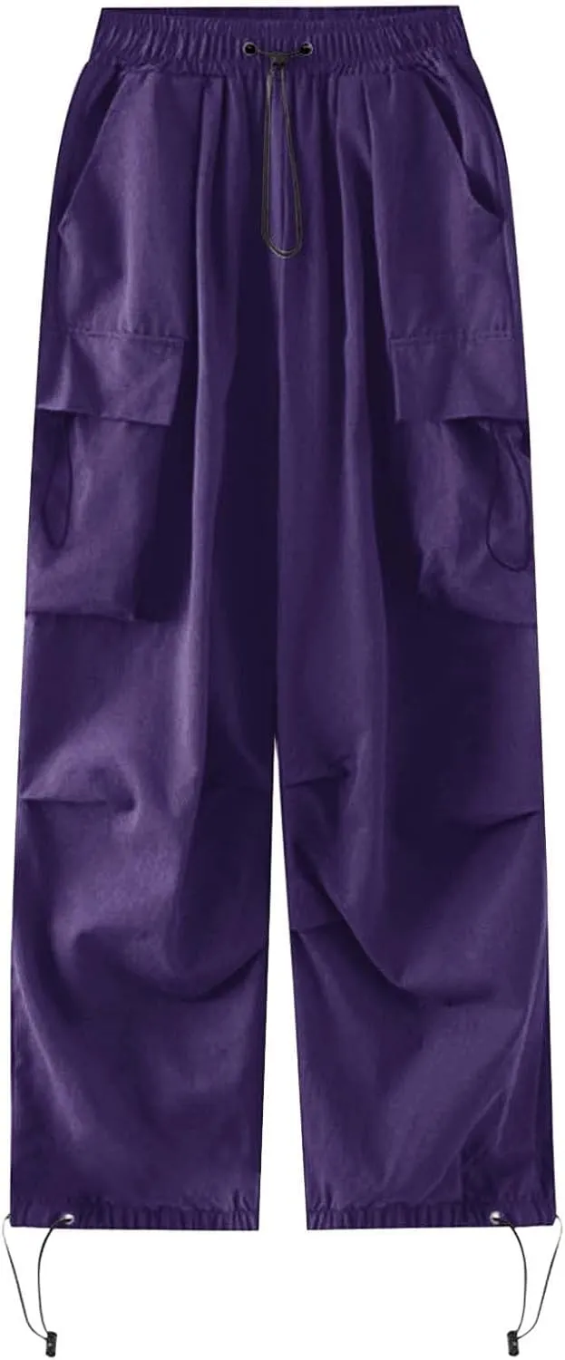 Ladies Pants Baggy Cargo Pants Y2k Women Casual Elastic Waist Trousers Loose Striped Spring Wide Leg Cargo Pants