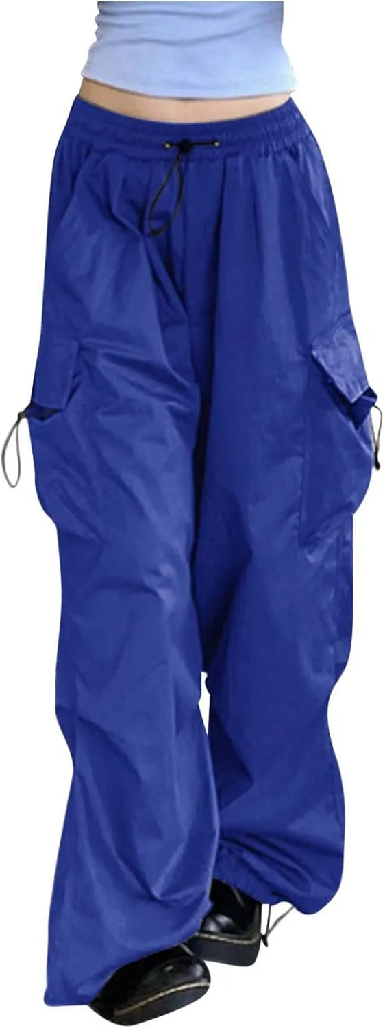 Ladies Pants Baggy Cargo Pants Y2k Women Casual Elastic Waist Trousers Loose Striped Spring Wide Leg Cargo Pants