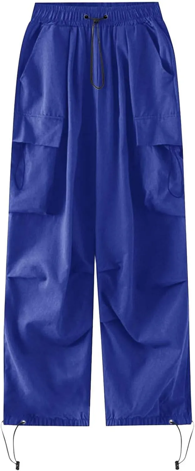 Ladies Pants Baggy Cargo Pants Y2k Women Casual Elastic Waist Trousers Loose Striped Spring Wide Leg Cargo Pants