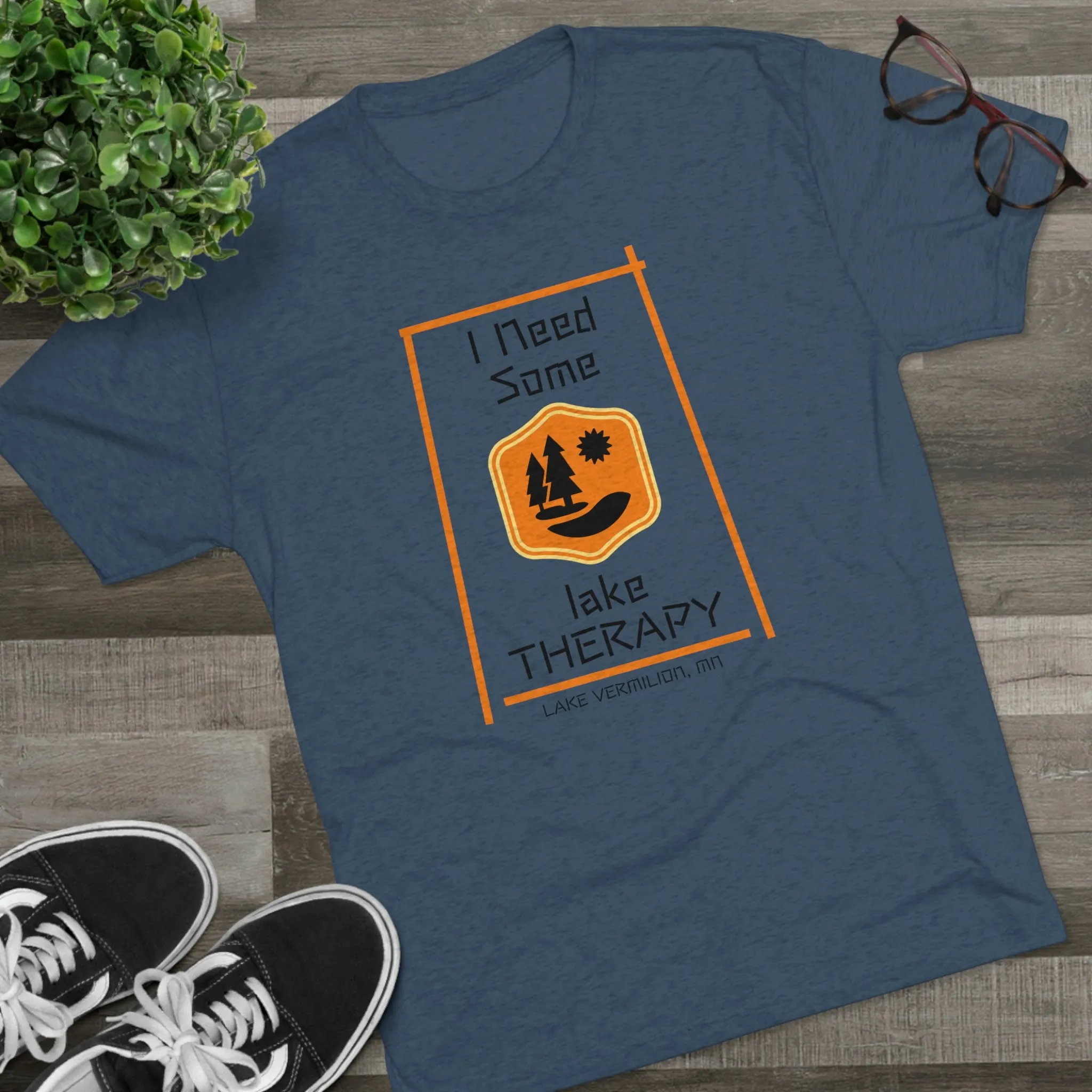 Lake Therapy - Orange Accents - Lake Vermilion - Unisex Tri-Blend Crew Tee