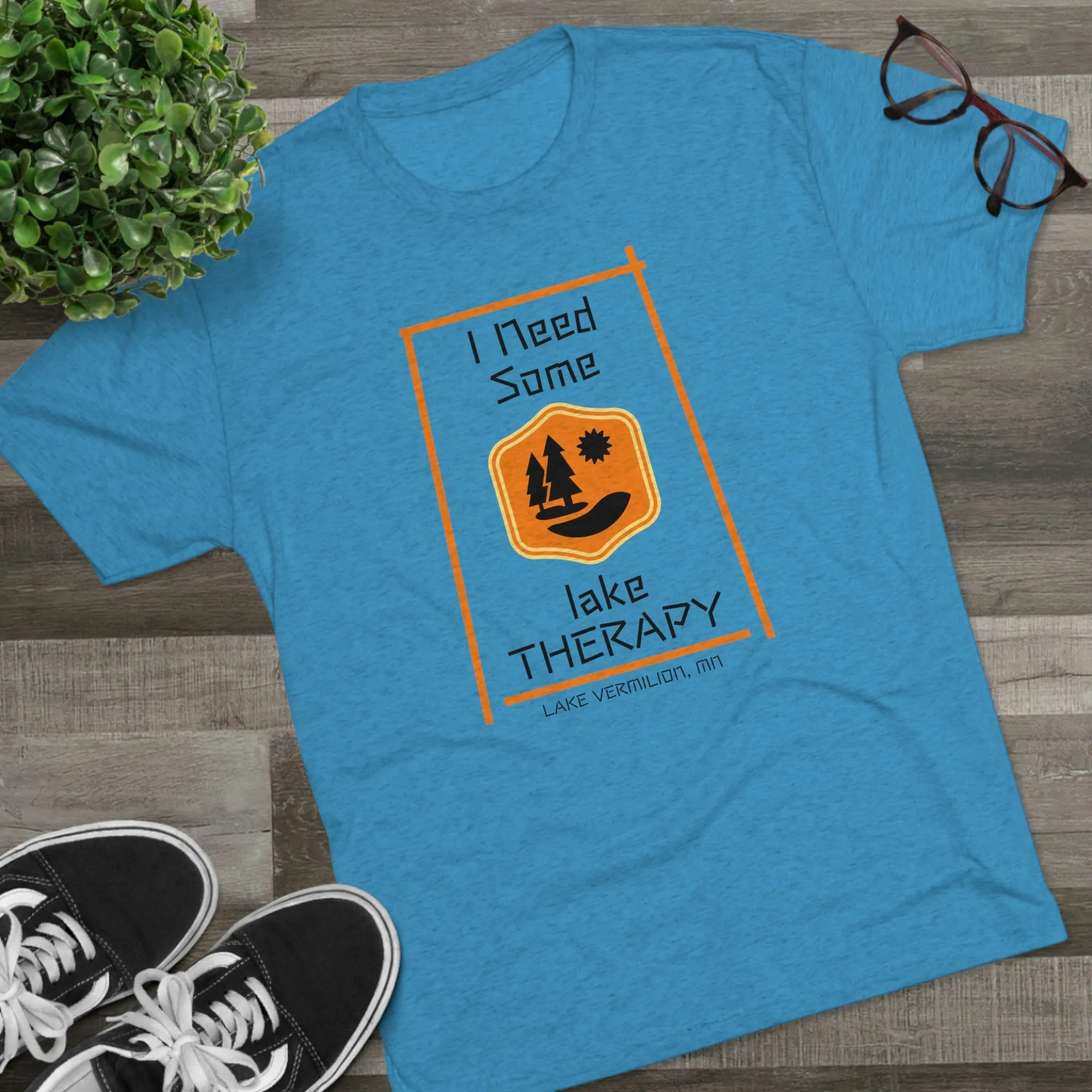 Lake Therapy - Orange Accents - Lake Vermilion - Unisex Tri-Blend Crew Tee