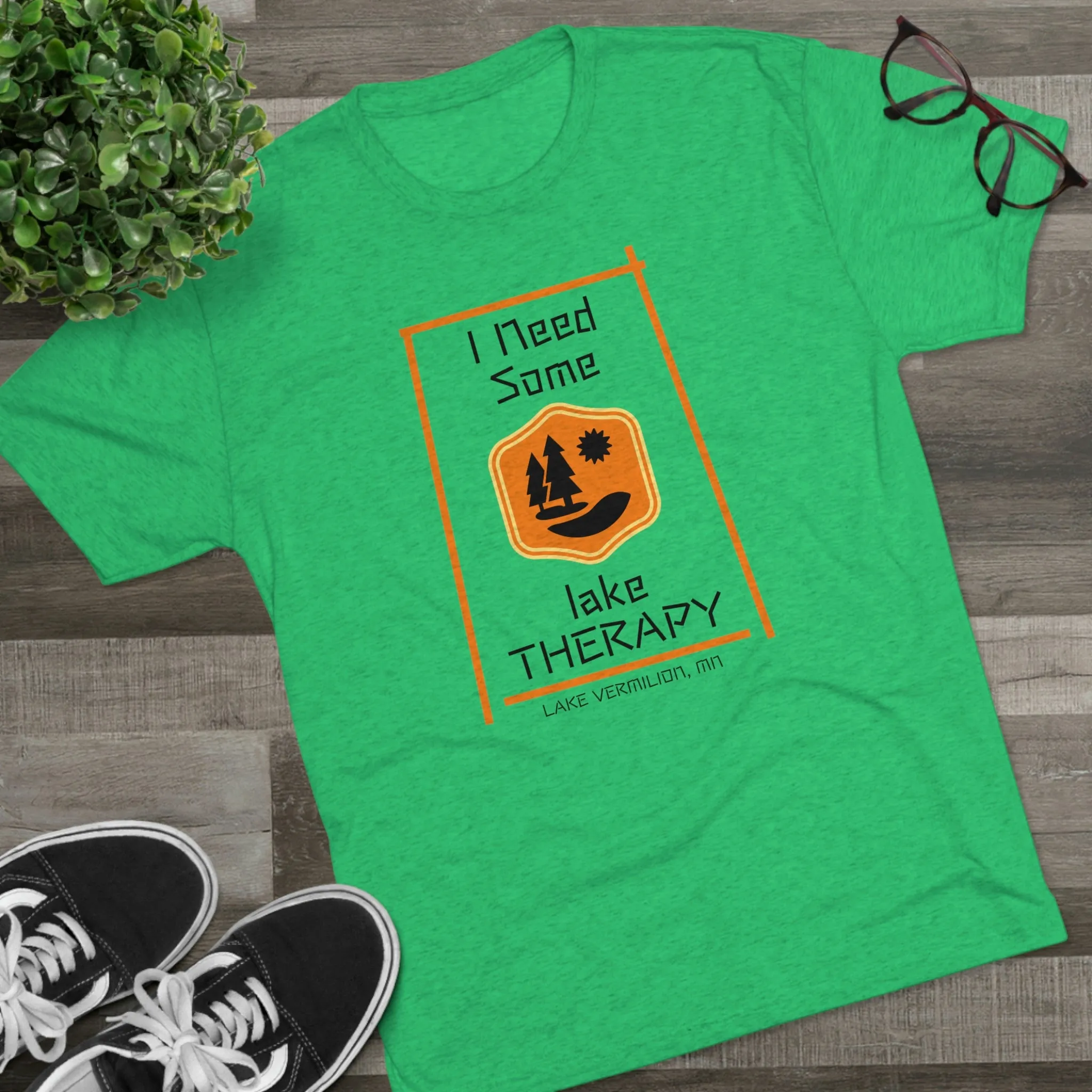 Lake Therapy - Orange Accents - Lake Vermilion - Unisex Tri-Blend Crew Tee