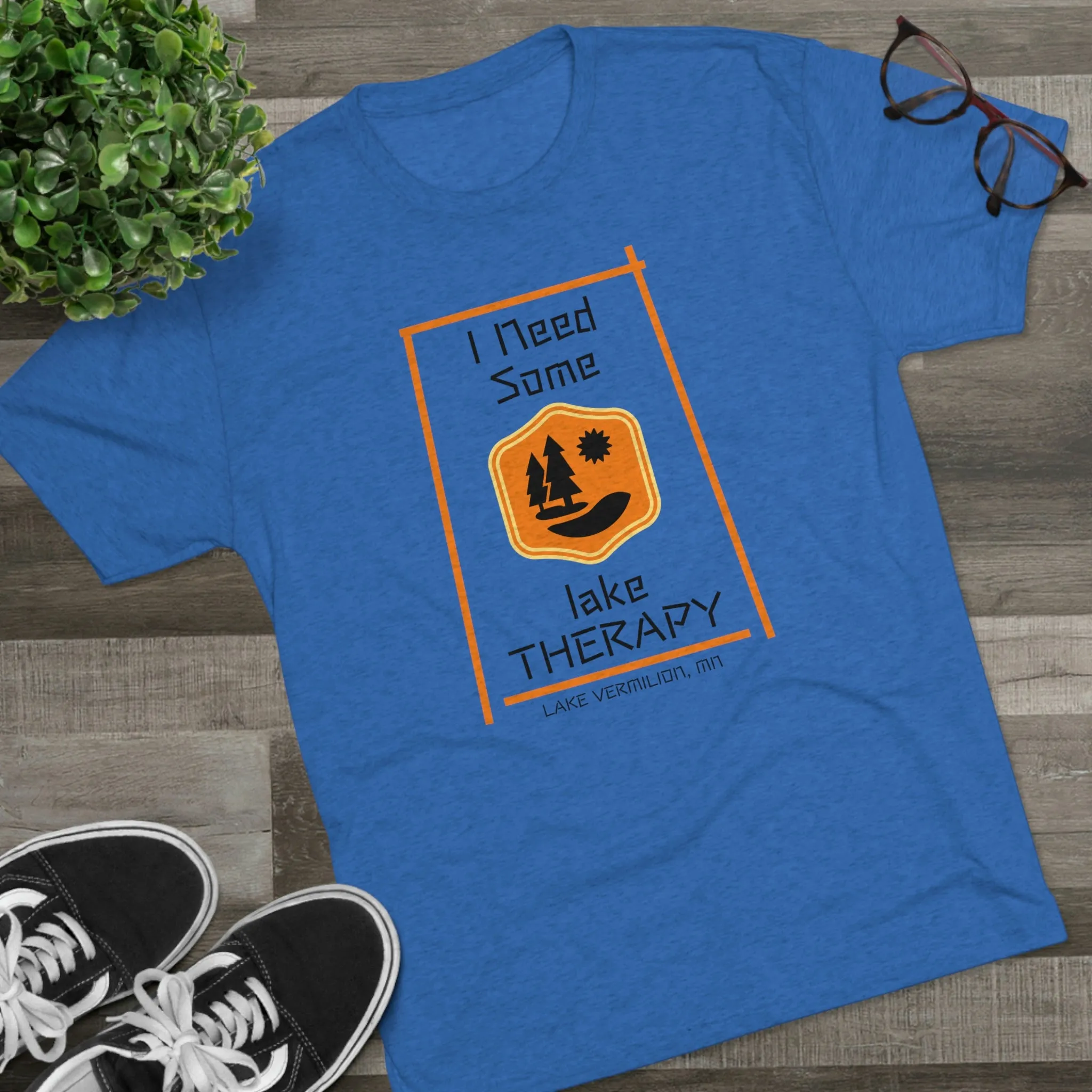 Lake Therapy - Orange Accents - Lake Vermilion - Unisex Tri-Blend Crew Tee