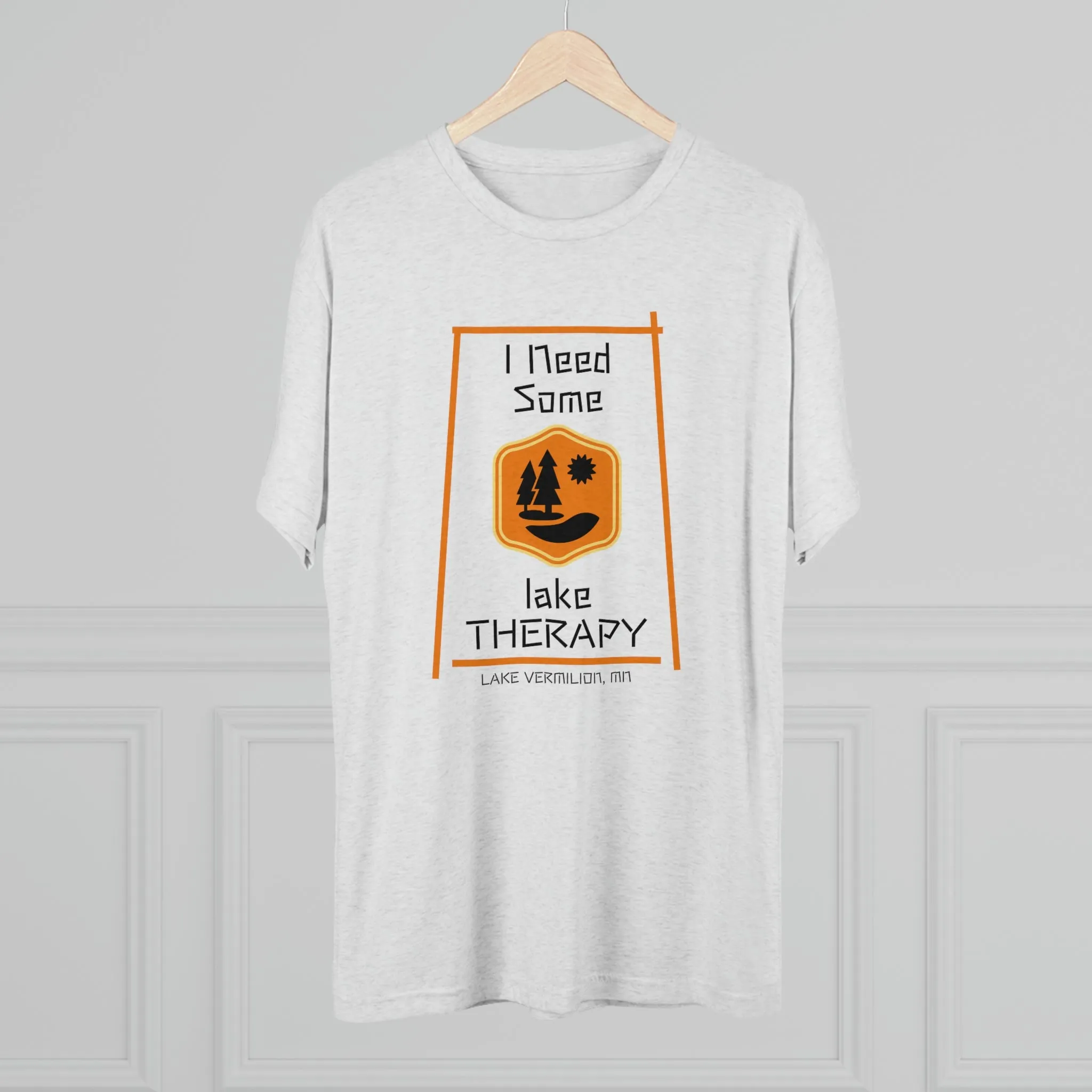 Lake Therapy - Orange Accents - Lake Vermilion - Unisex Tri-Blend Crew Tee