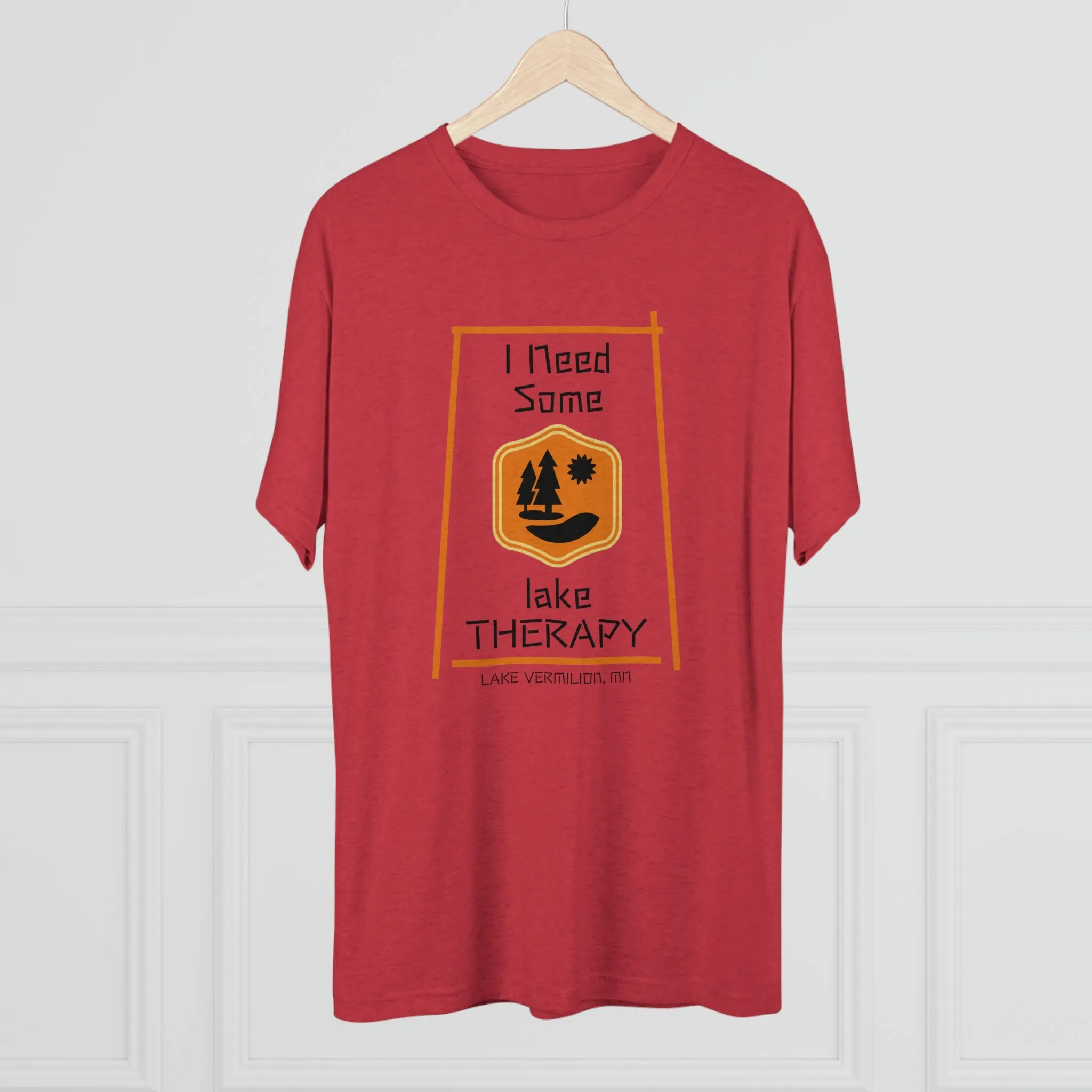 Lake Therapy - Orange Accents - Lake Vermilion - Unisex Tri-Blend Crew Tee