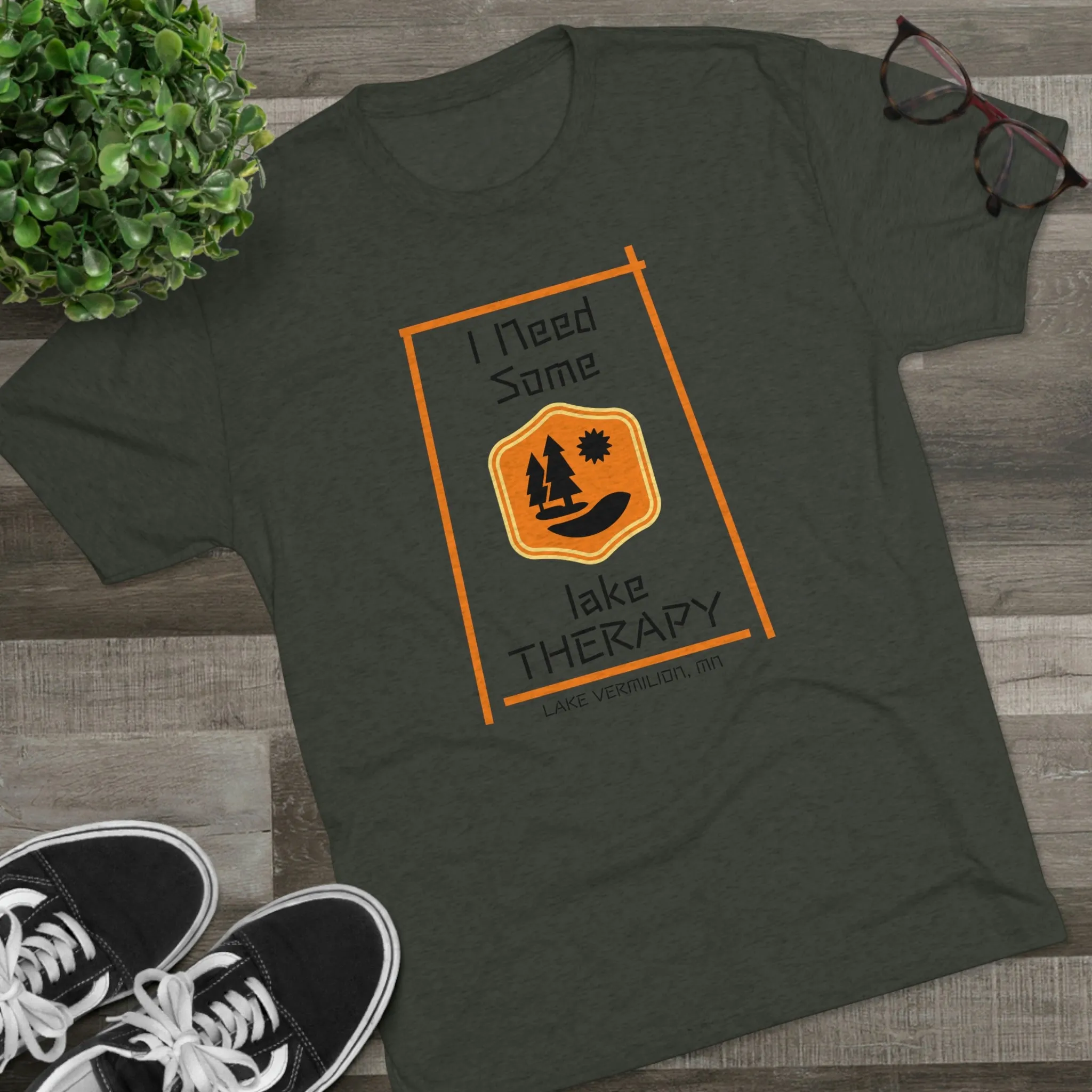 Lake Therapy - Orange Accents - Lake Vermilion - Unisex Tri-Blend Crew Tee