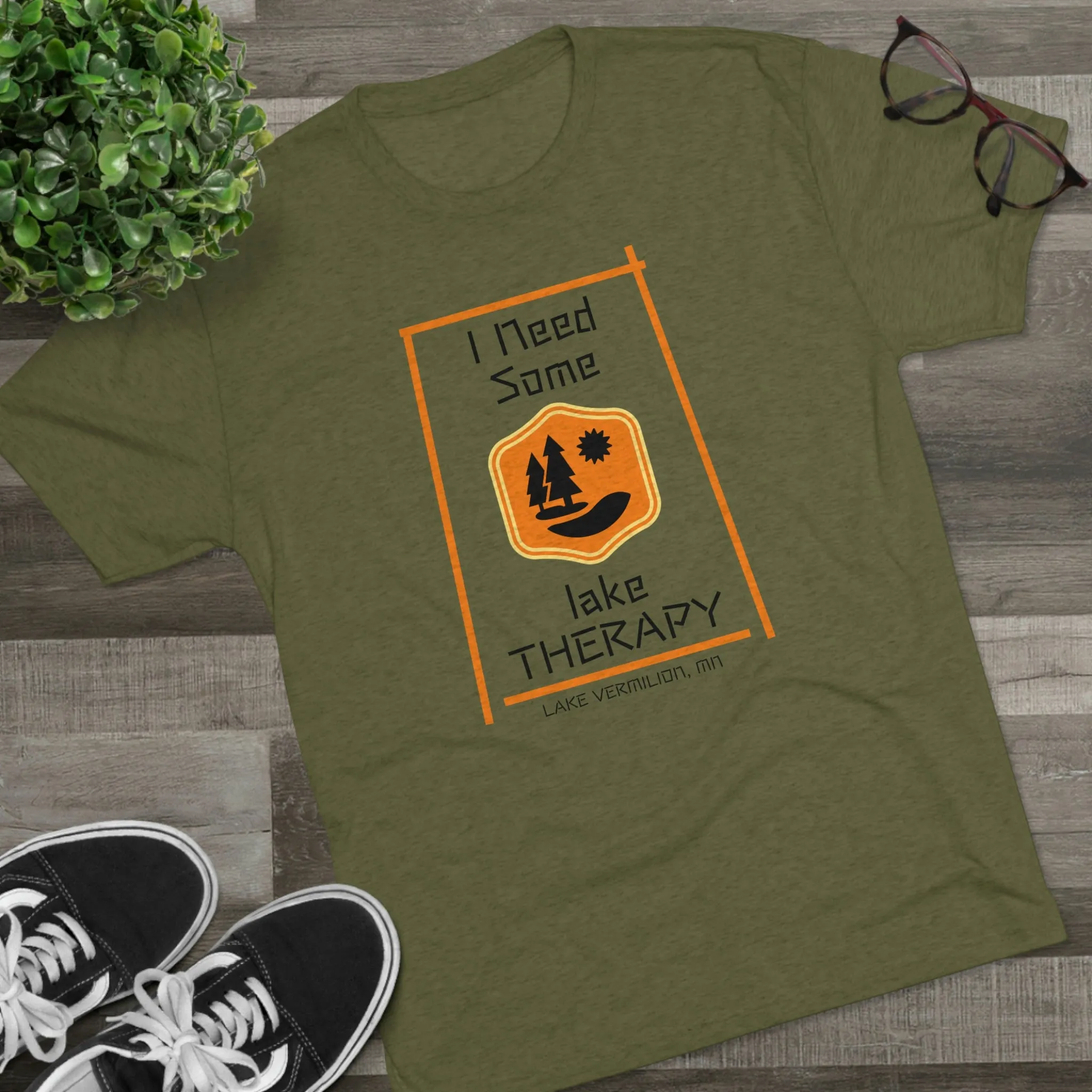 Lake Therapy - Orange Accents - Lake Vermilion - Unisex Tri-Blend Crew Tee