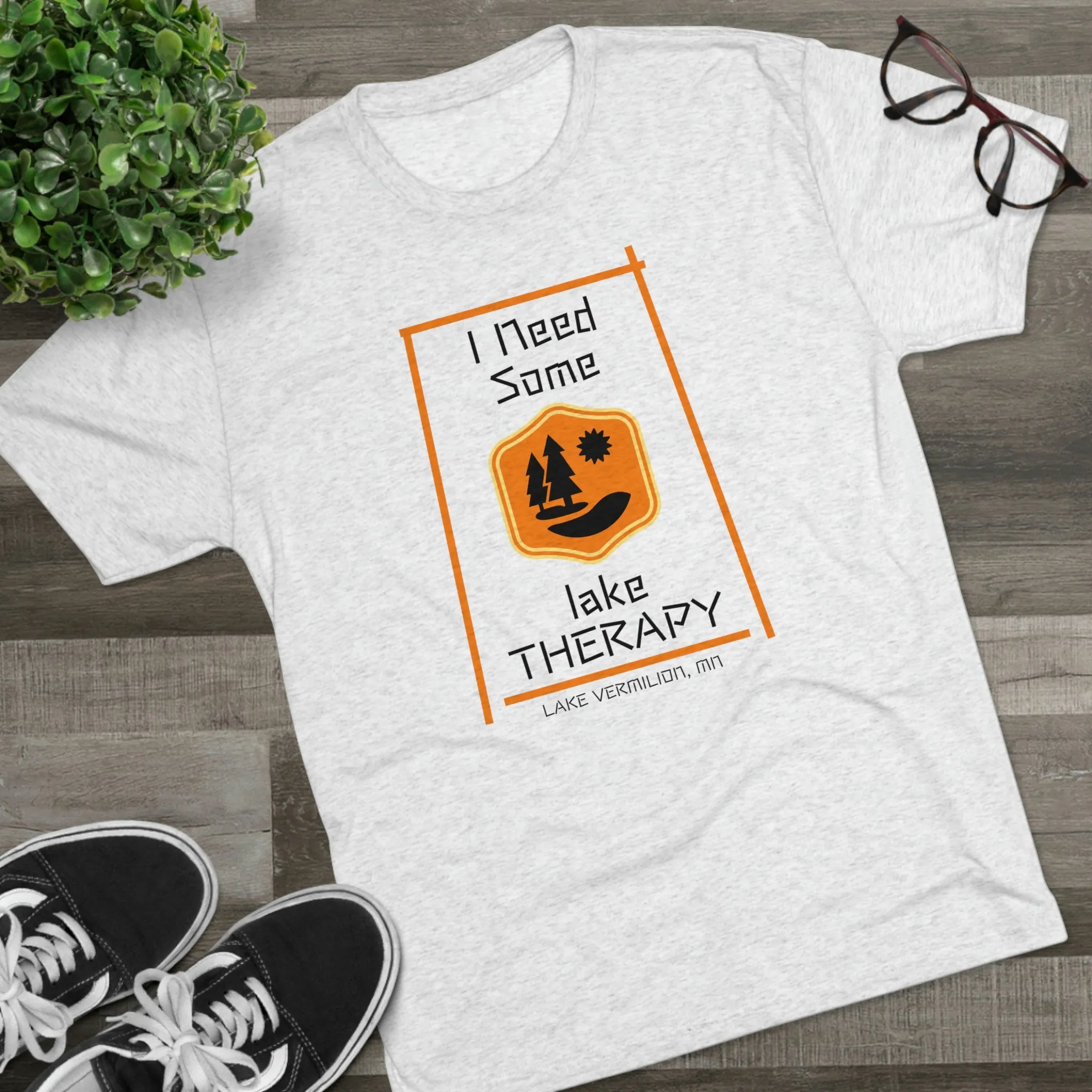 Lake Therapy - Orange Accents - Lake Vermilion - Unisex Tri-Blend Crew Tee