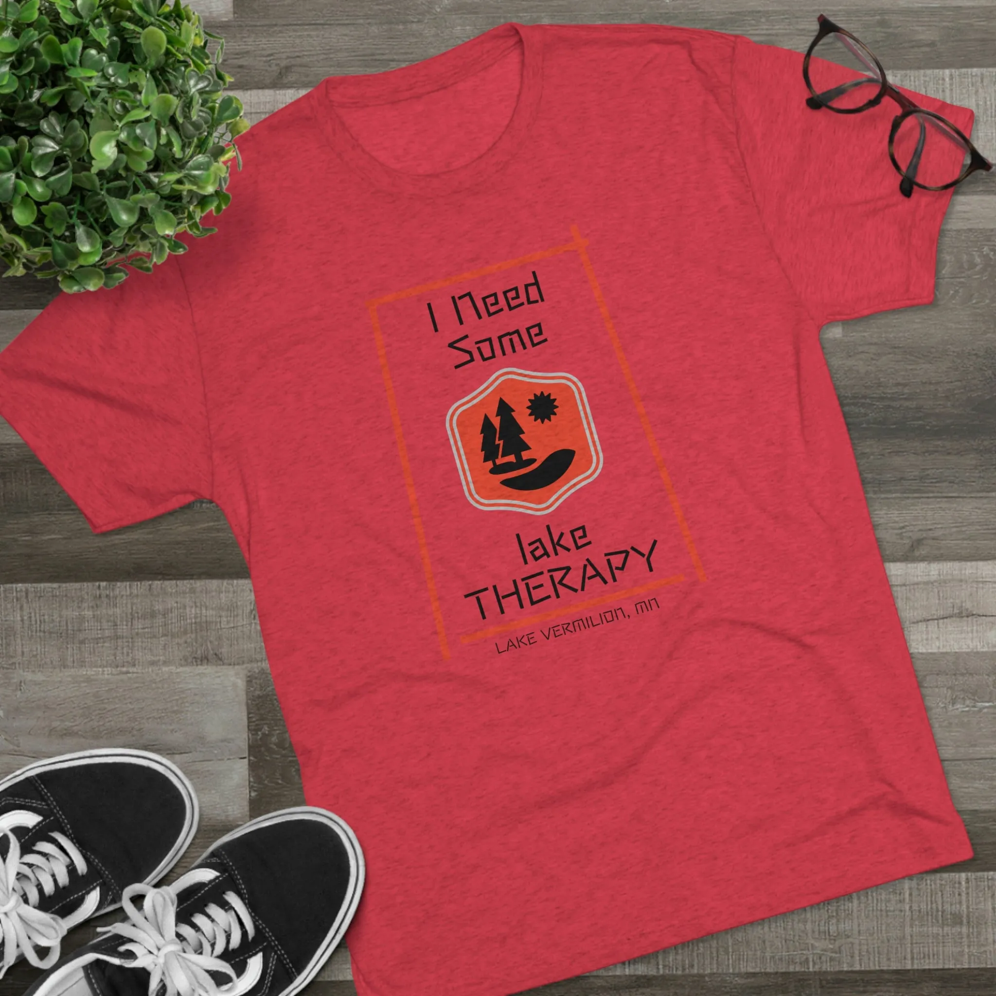 Lake Therapy - Red Accents - Lake Vermilion - Unisex Tri-Blend Crew Tee