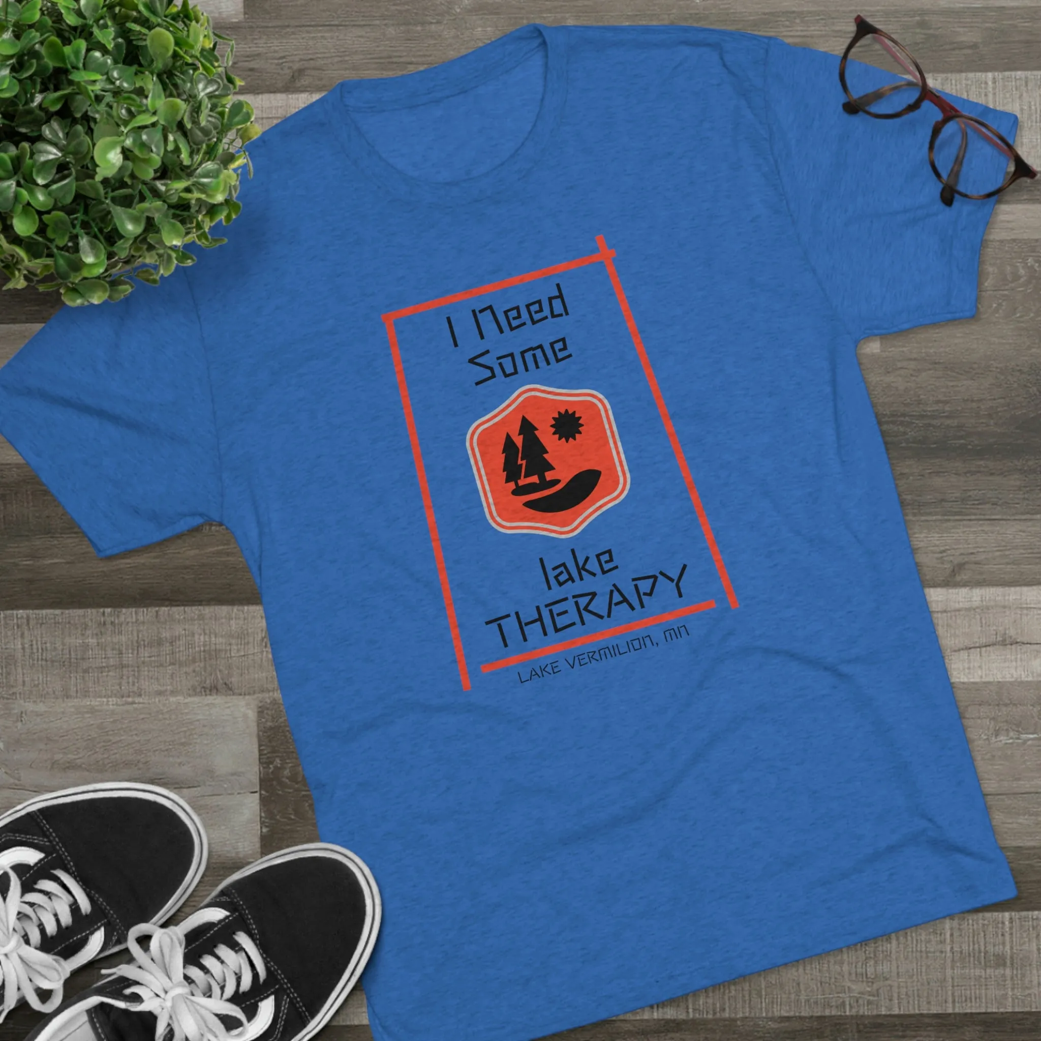 Lake Therapy - Red Accents - Lake Vermilion - Unisex Tri-Blend Crew Tee