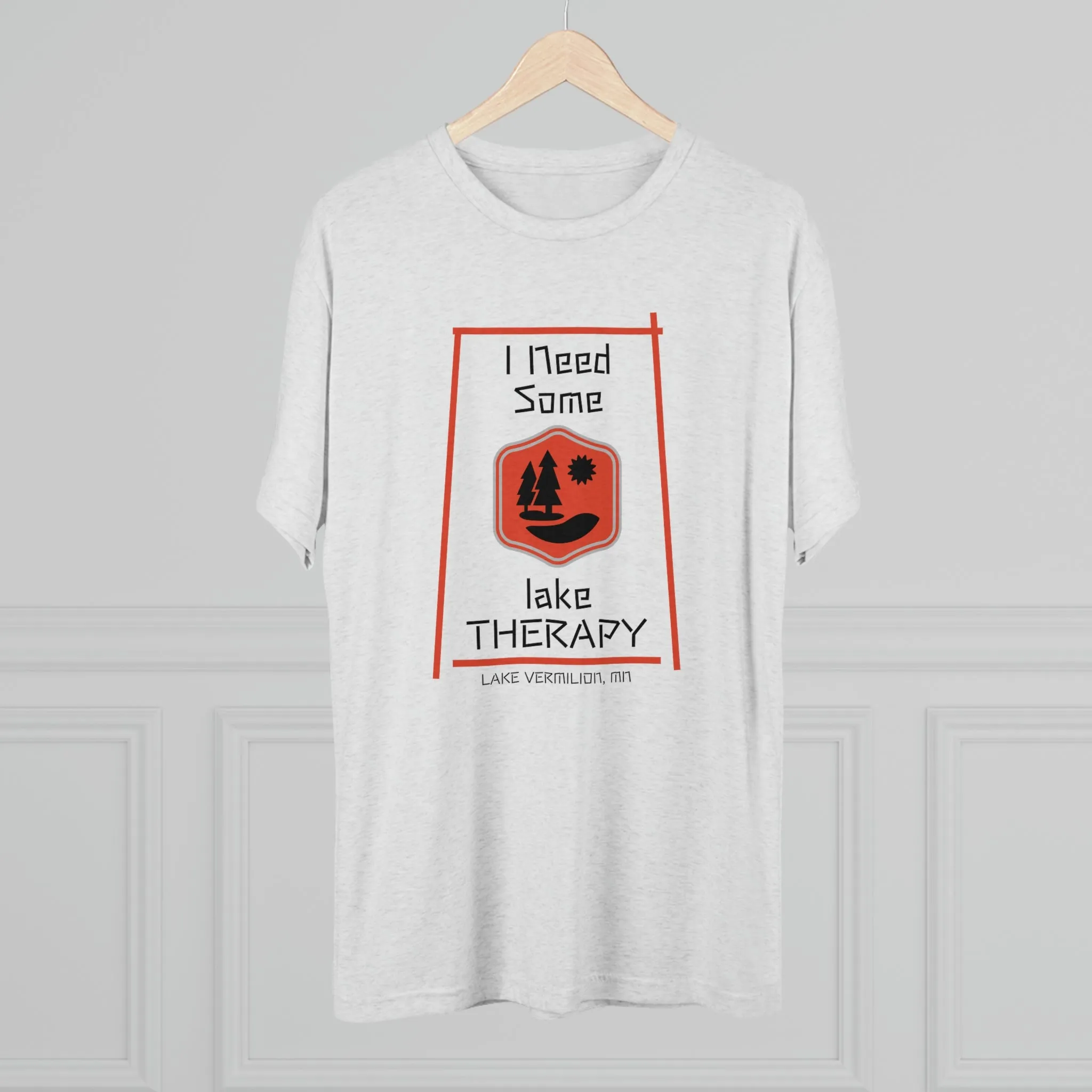 Lake Therapy - Red Accents - Lake Vermilion - Unisex Tri-Blend Crew Tee