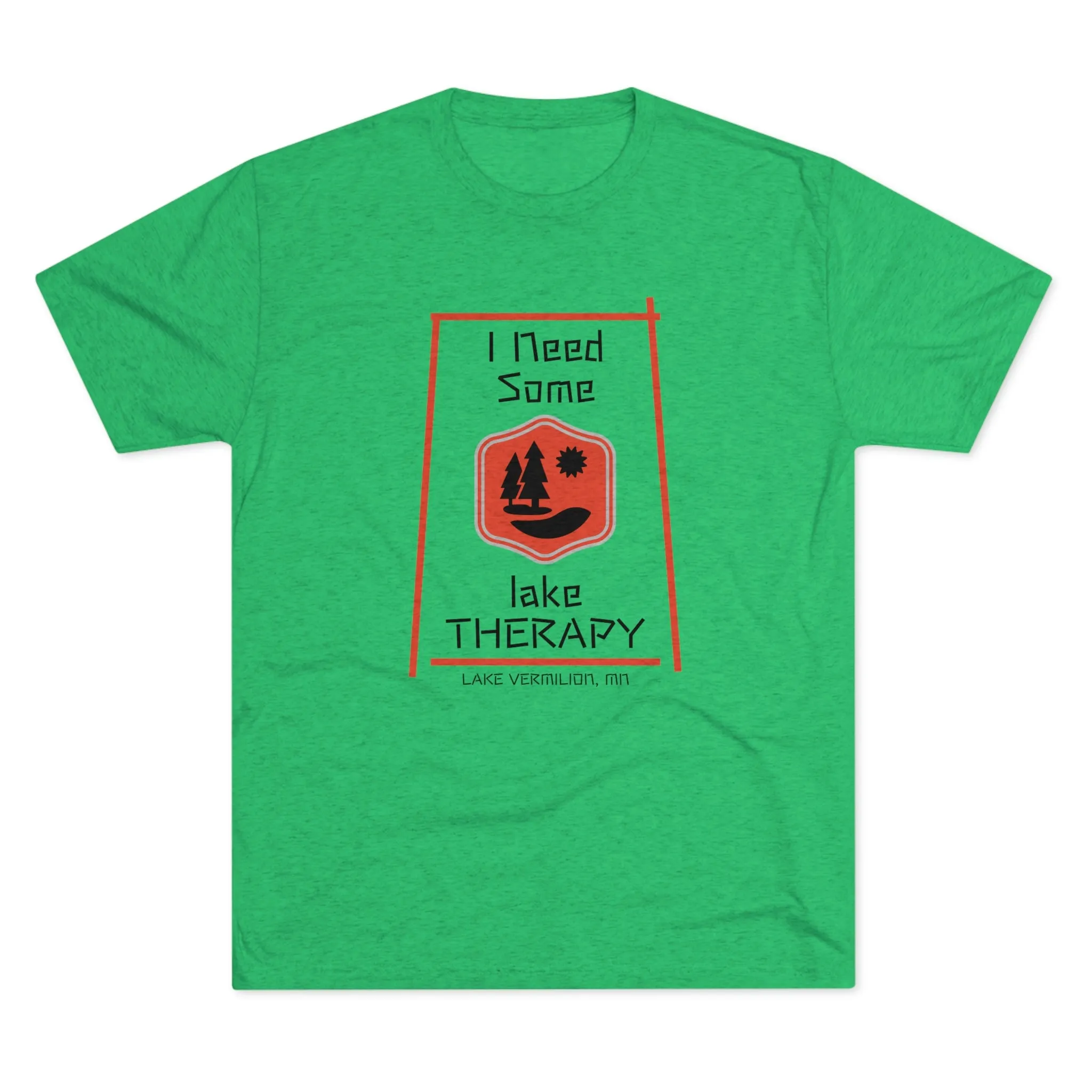 Lake Therapy - Red Accents - Lake Vermilion - Unisex Tri-Blend Crew Tee