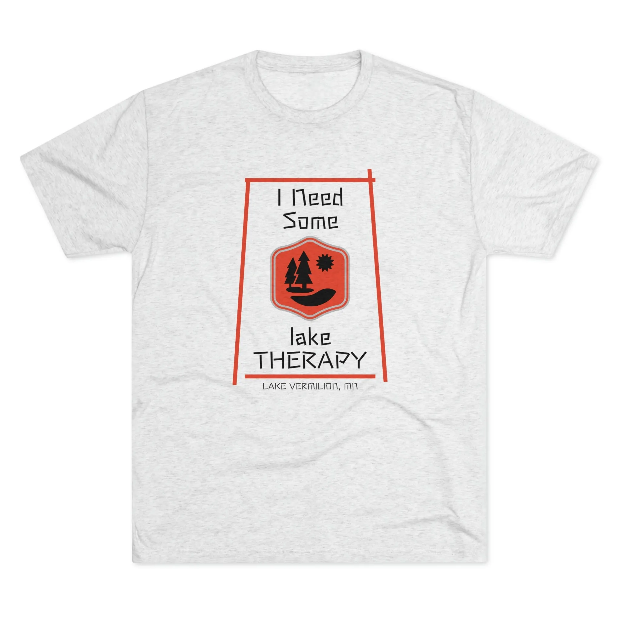 Lake Therapy - Red Accents - Lake Vermilion - Unisex Tri-Blend Crew Tee