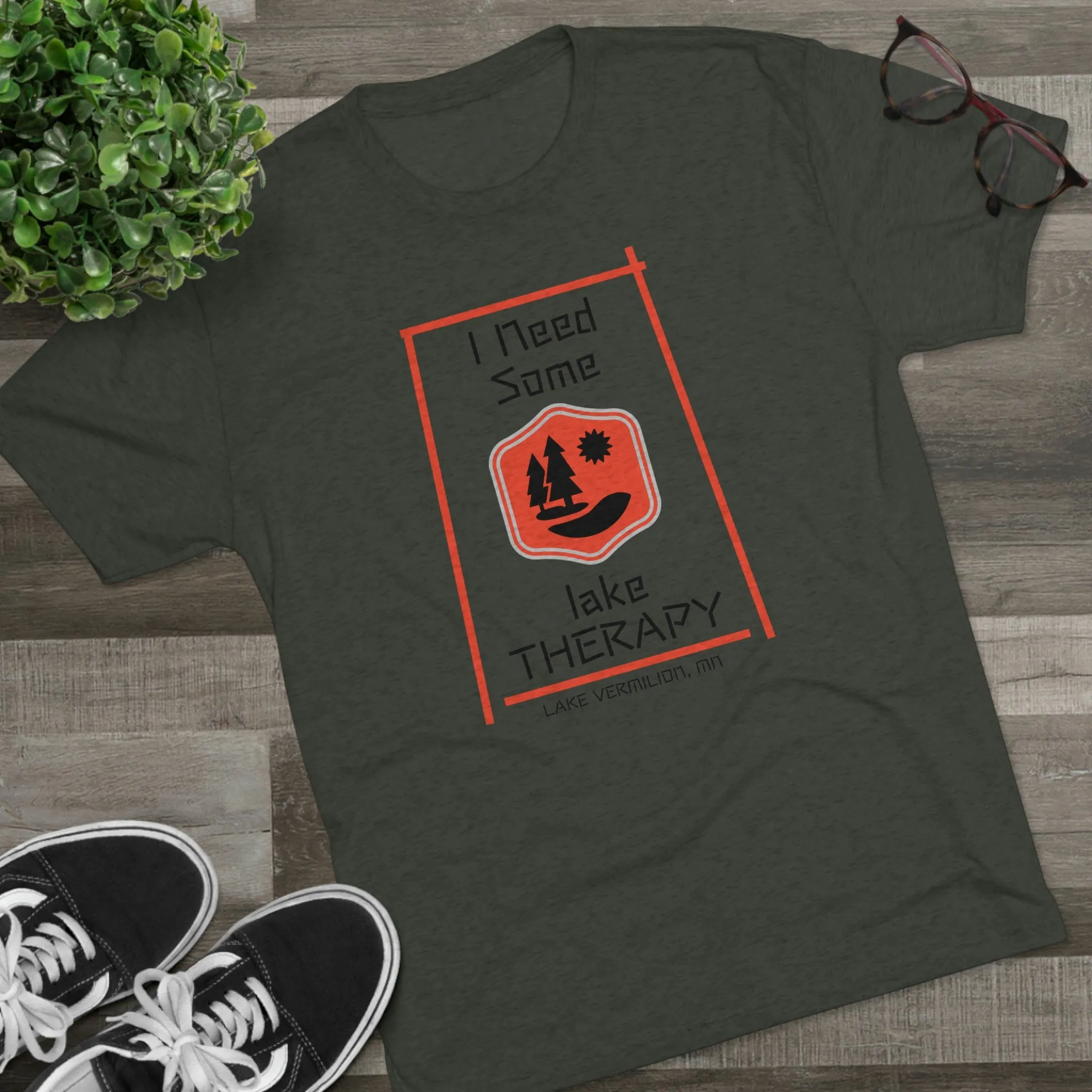 Lake Therapy - Red Accents - Lake Vermilion - Unisex Tri-Blend Crew Tee