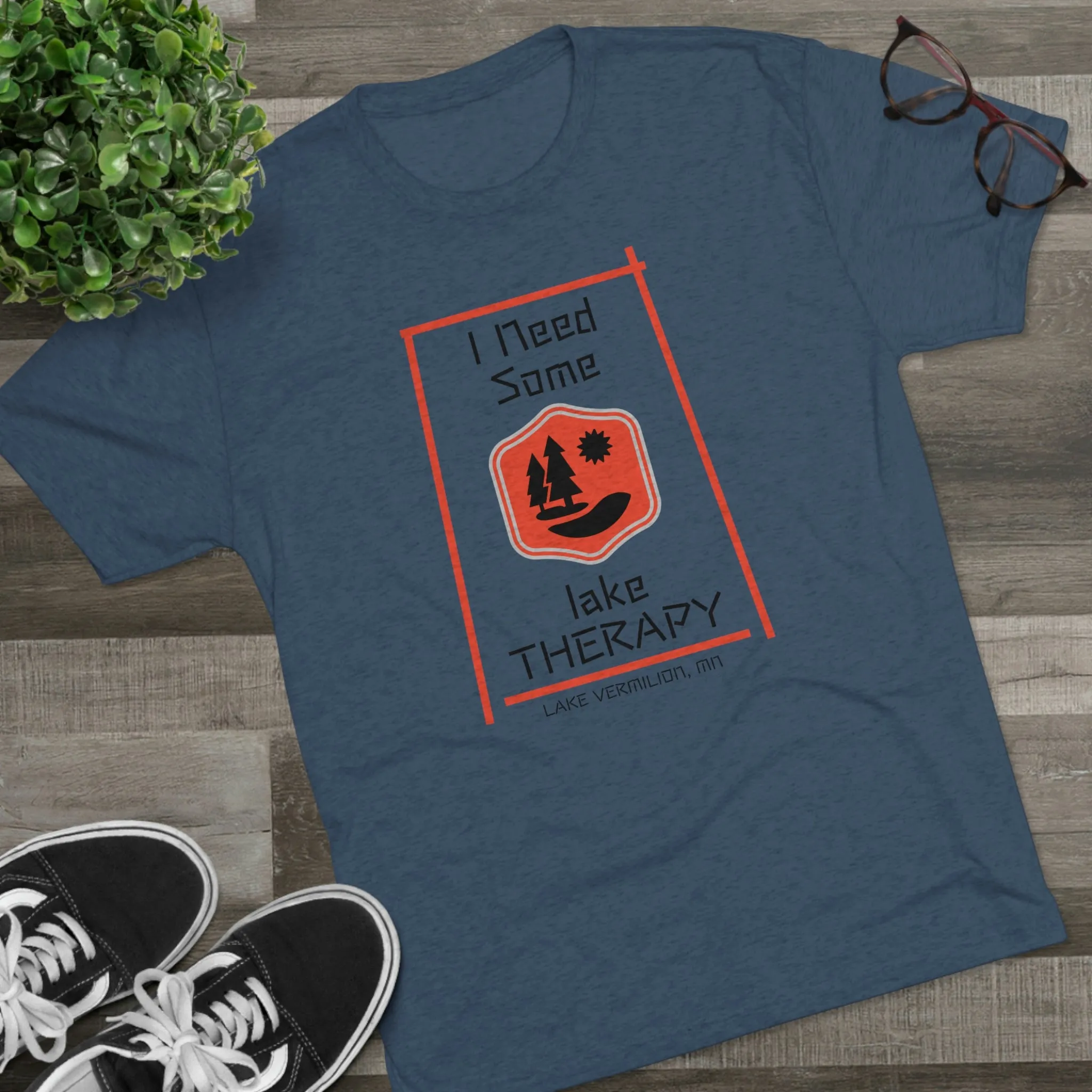 Lake Therapy - Red Accents - Lake Vermilion - Unisex Tri-Blend Crew Tee