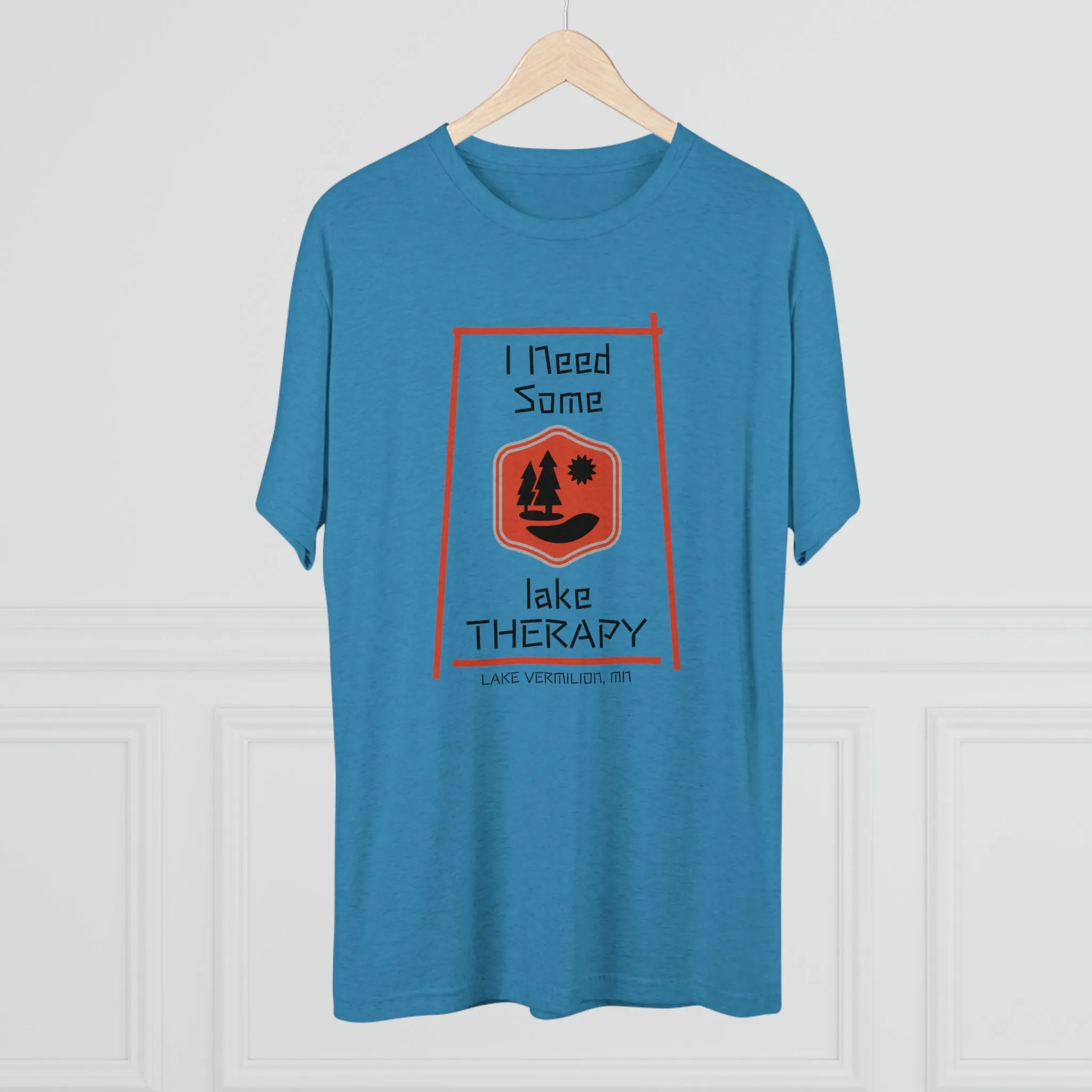 Lake Therapy - Red Accents - Lake Vermilion - Unisex Tri-Blend Crew Tee
