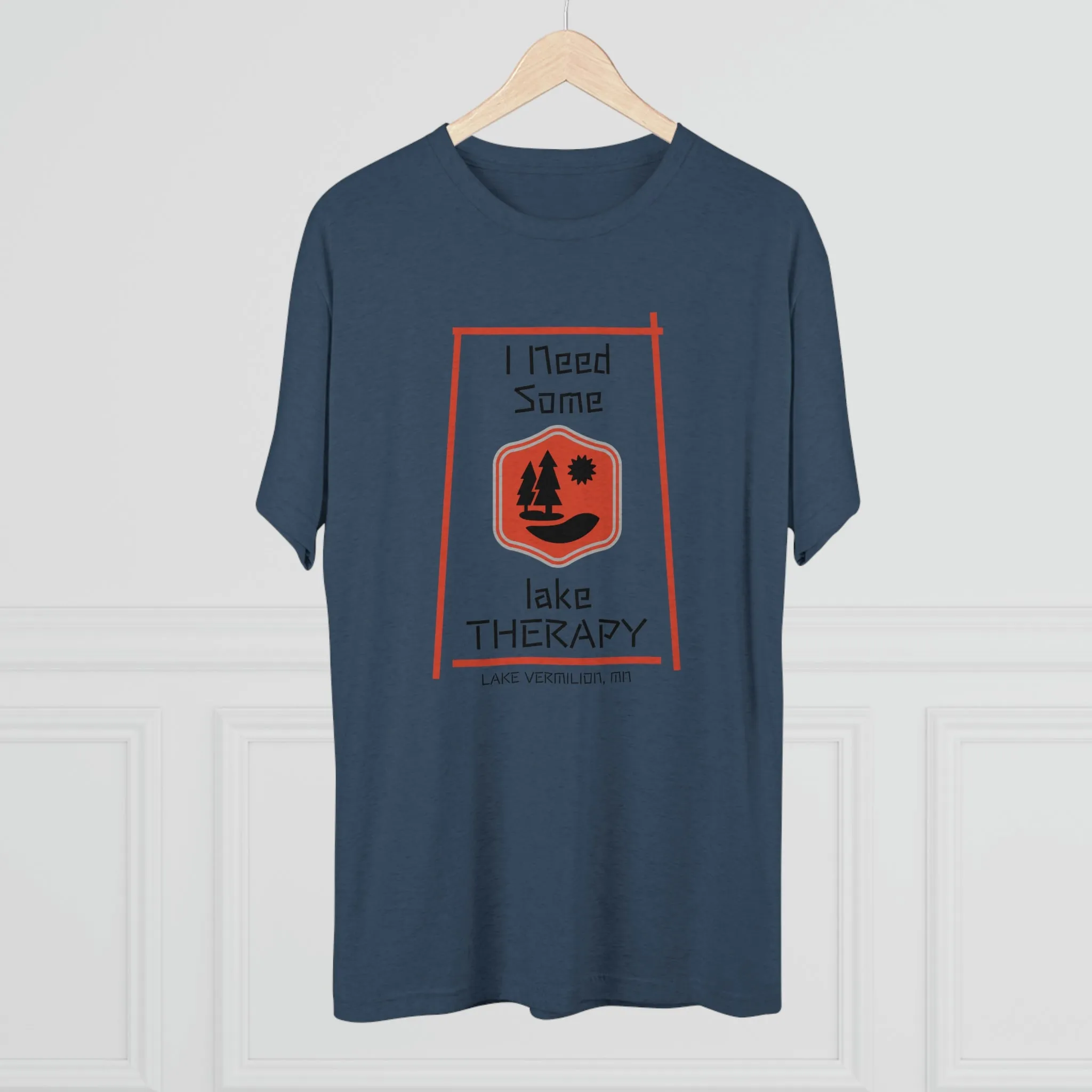 Lake Therapy - Red Accents - Lake Vermilion - Unisex Tri-Blend Crew Tee