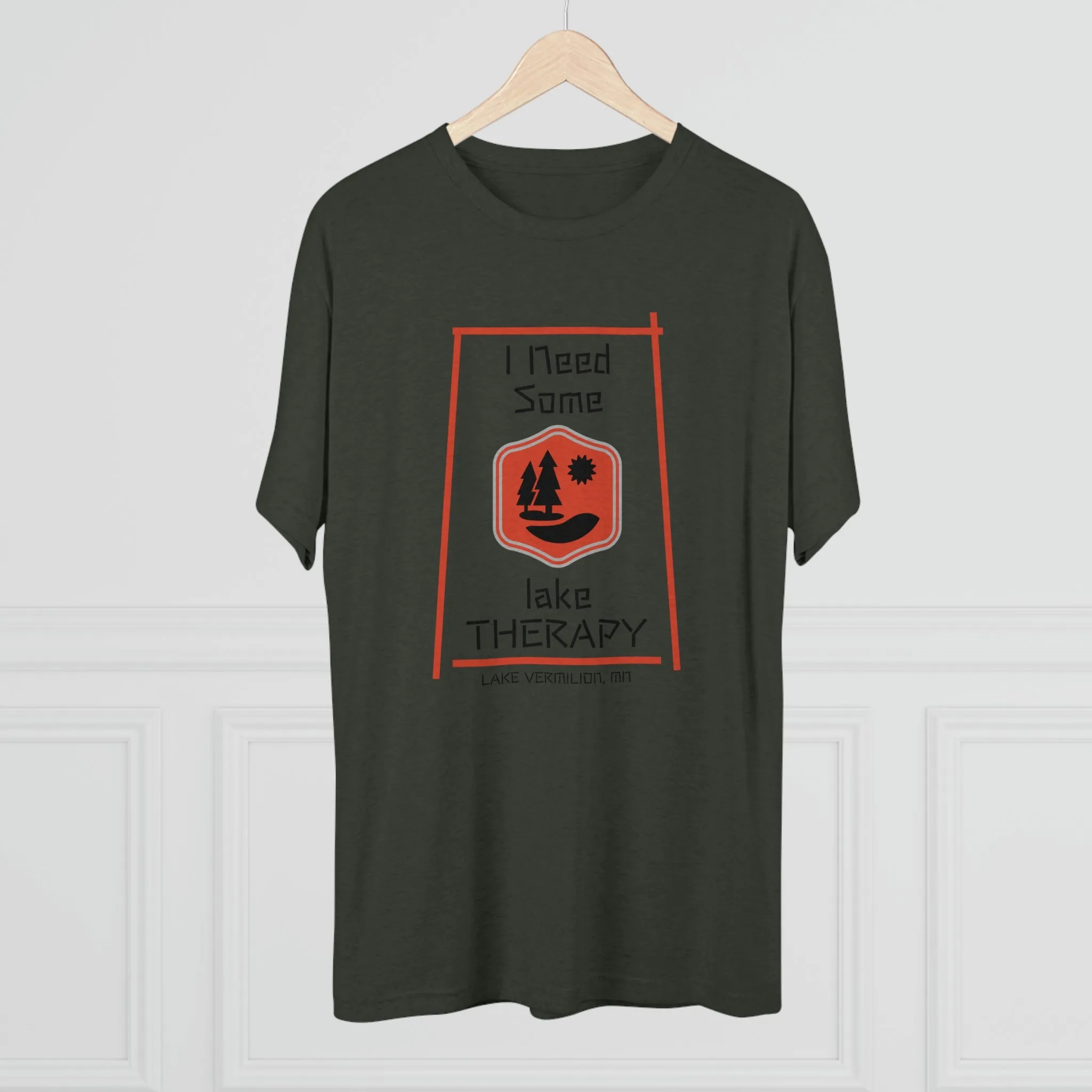 Lake Therapy - Red Accents - Lake Vermilion - Unisex Tri-Blend Crew Tee