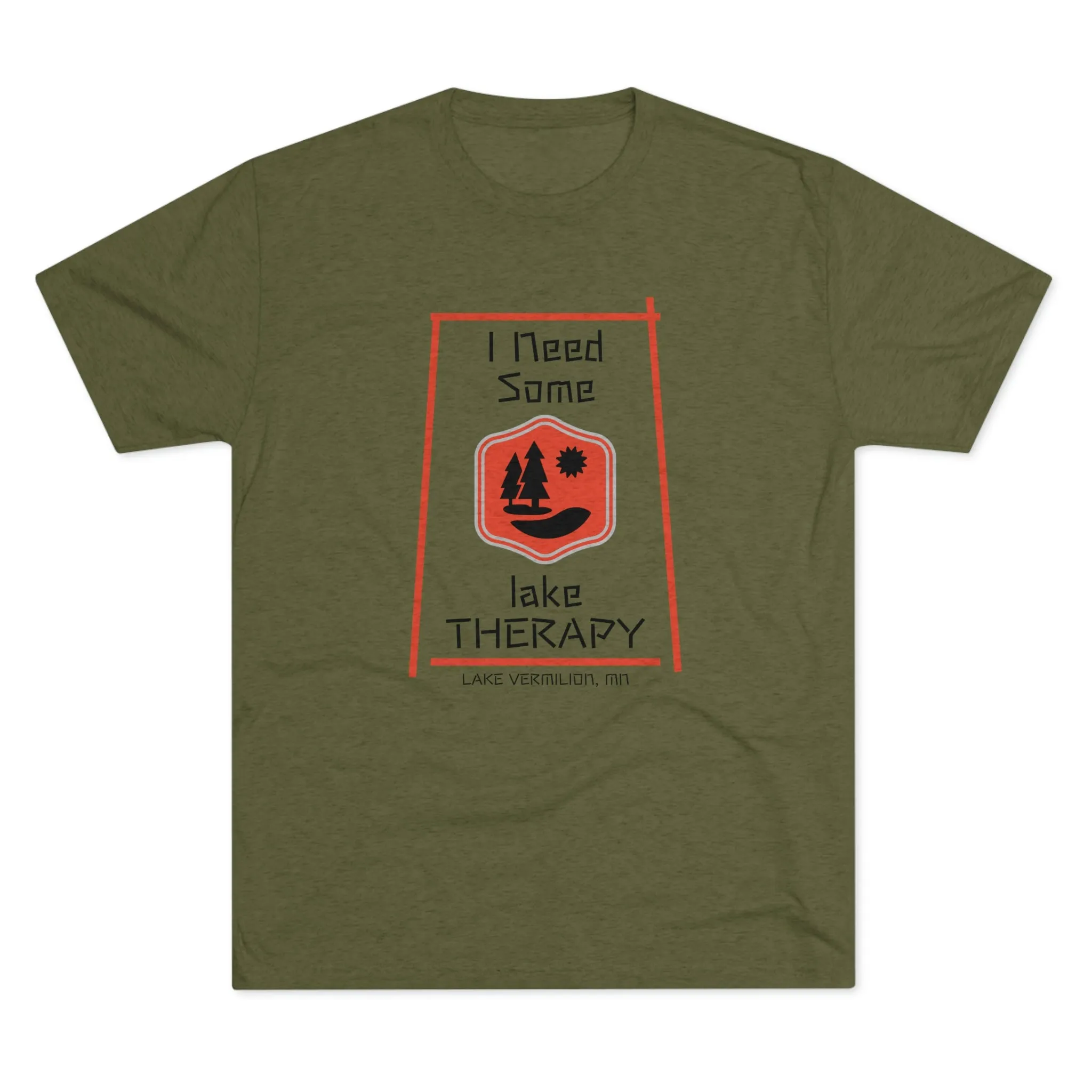 Lake Therapy - Red Accents - Lake Vermilion - Unisex Tri-Blend Crew Tee