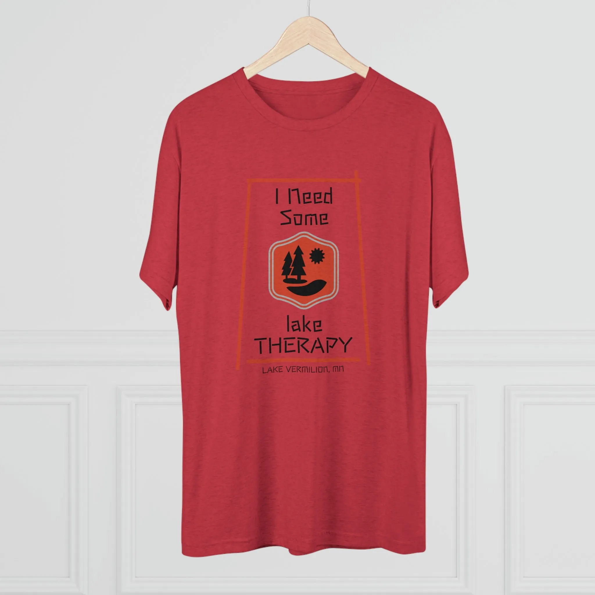 Lake Therapy - Red Accents - Lake Vermilion - Unisex Tri-Blend Crew Tee