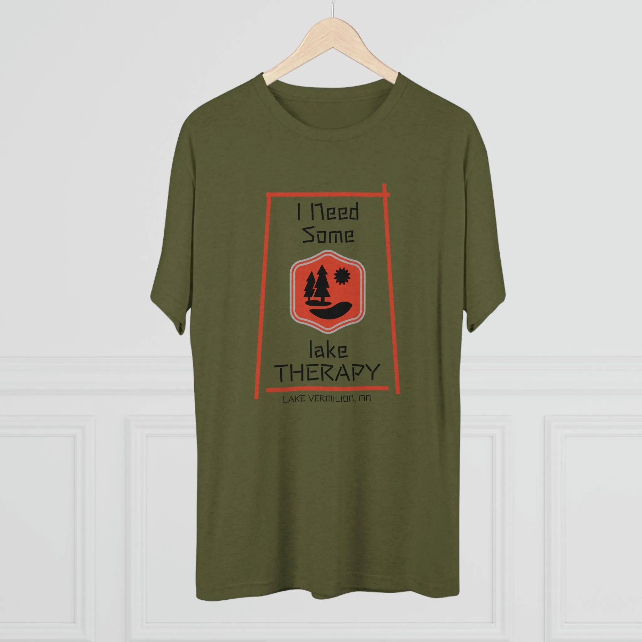 Lake Therapy - Red Accents - Lake Vermilion - Unisex Tri-Blend Crew Tee